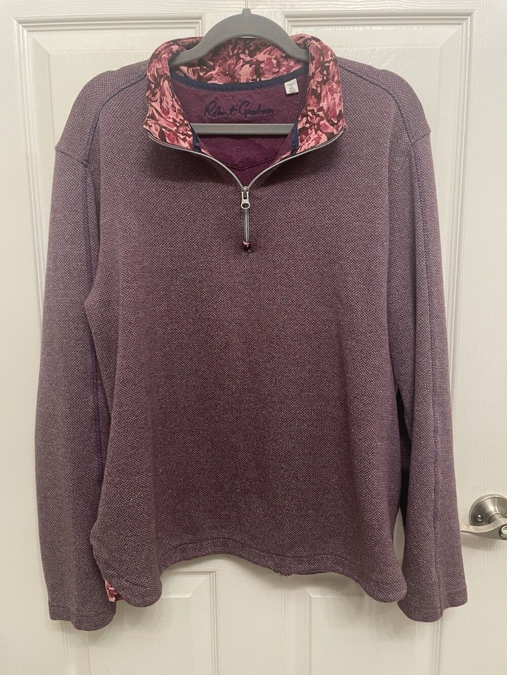 Robert Graham Men’s XL Quarter Zip Pullover Sweater Purple